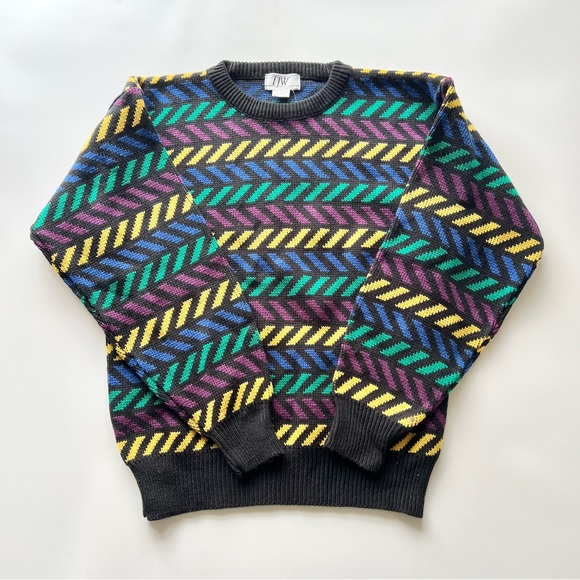 NWT Deadstock Vintage 80s TJW Mervyn's striped retro sweater medium - Picture 1 of 5